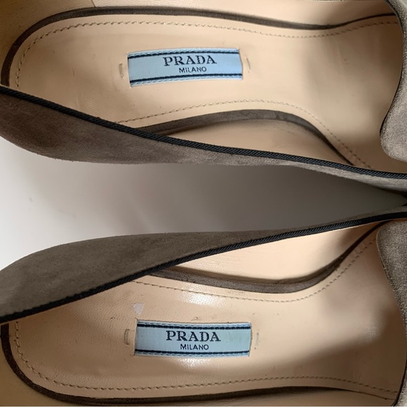 Prada Mid Heel Pointed Loafer Pump with Buckle Grey - Picture 12 of 17